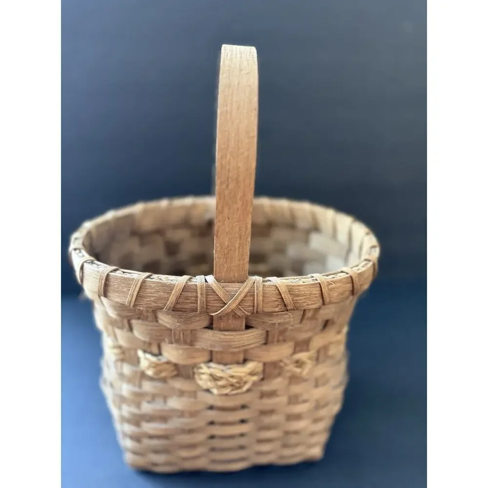 Handwoven Slatwood Wine Bottle Basket Woods Lot Creations Brown Cottagecore